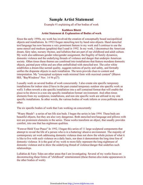31 Best Artist Statement Examples & Templates ᐅ TemplateLab