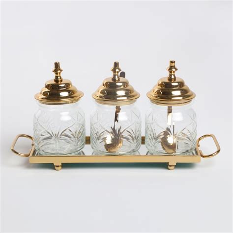 Buy Hoovu Glass Condiment Jar Set With Spoons - 300ml from Home Centre ...