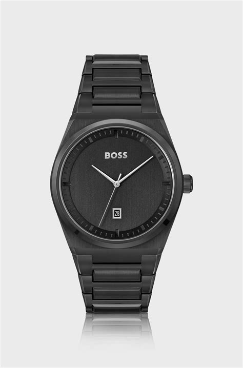 BOSS - Black-plated watch with link bracelet - Black
