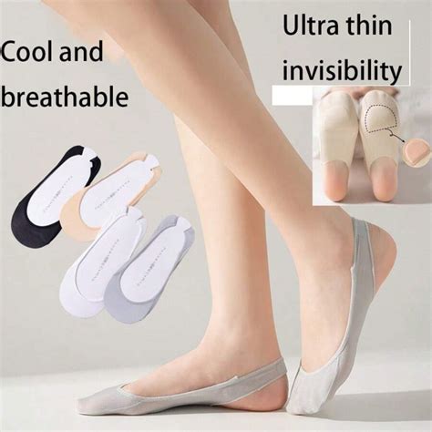 1/4/8 Pairs Women Colorful Sponge Pad Boat Socks, Silky Hidden Low Cut ...