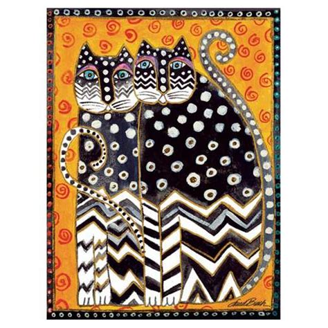 Laurel Burch Canvas Zig Zag Cats 12x16 Wall Art LB26004