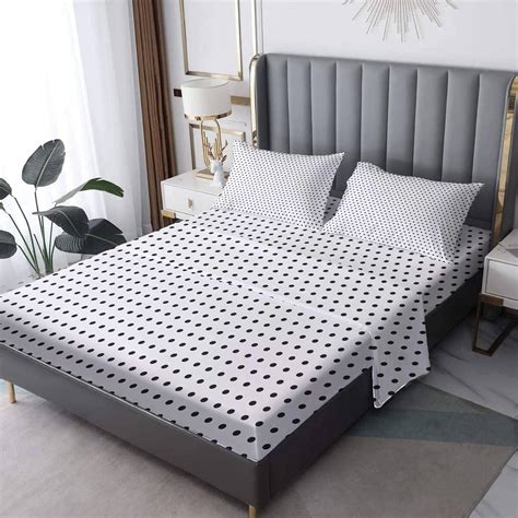 Amazon.com: NIYAKA Polka Dot Sheets Queen - Black and White Bed Sheets ...