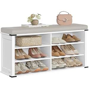 VASAGLE Shoe Storage Bench with Removable Cushion, Shoe Rack with ...