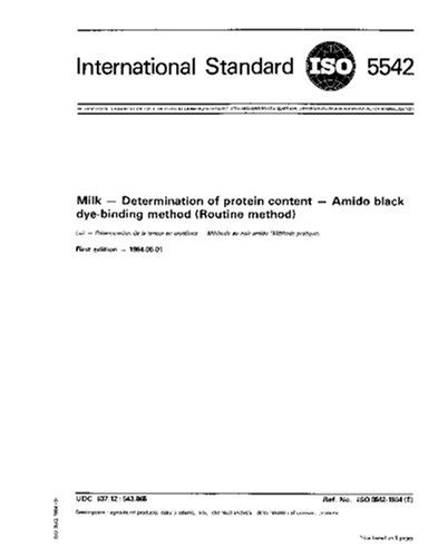 ISO 5542:1984, Milk - Determination of protein content - Amido black ...