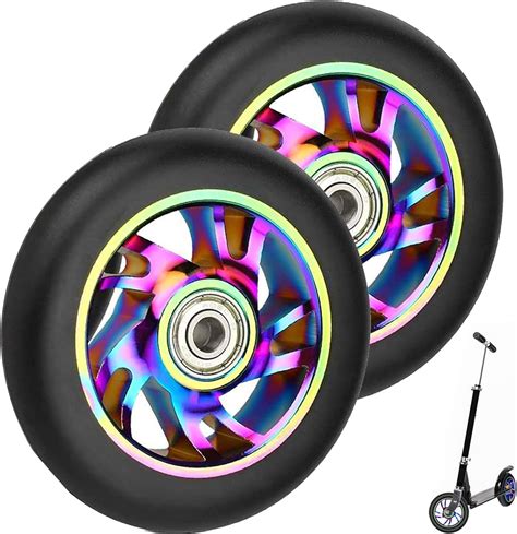 Pair 100mm Scooter Wheels with ABEC 9 Bearings Fit for Razor/Apollo/Cox ...
