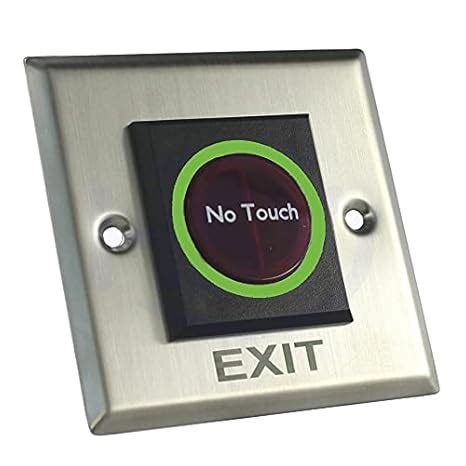 ZKTeco No Touch Stainless Steel Door Exit Switch/Touch Free Exit Push ...