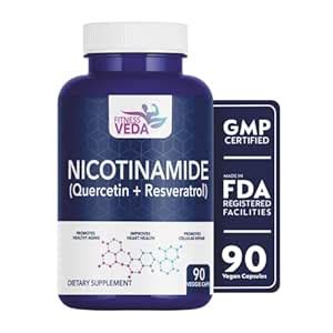 FITNESSVEDA Nicotinamide(Nmn) Quercetin + Resveratrol Supplement Boosts ...