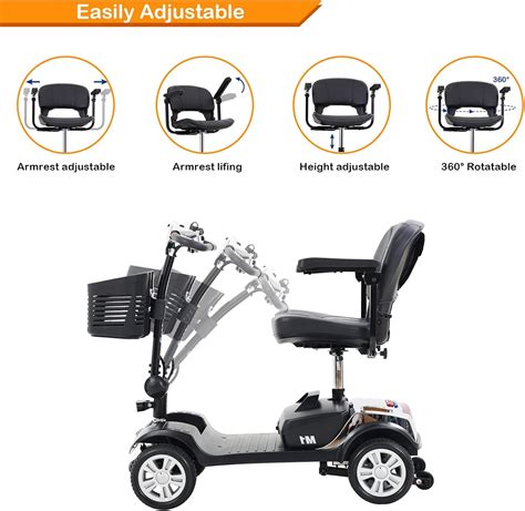 Buy 4FINC Folding 4 Wheels Mobility Scooter, LED Head and Rear Light ...