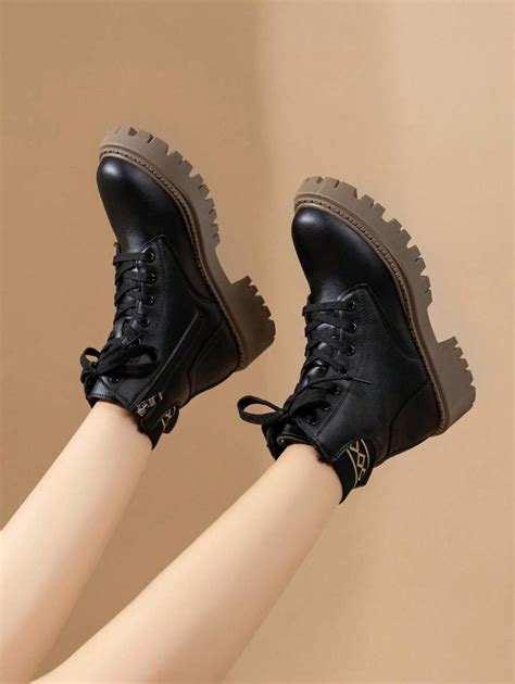 Bota de Inverno Preta Novo Mulheres Botas Curtas Bico Redondo Salto ...