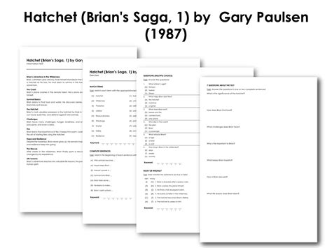 Hatchet (Brian's Saga, 1) by Gary Paulsen (1987) | Made By Teachers