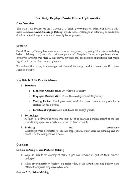 EPS Case Study: Employee Pension Scheme Implementation at Sweet ...