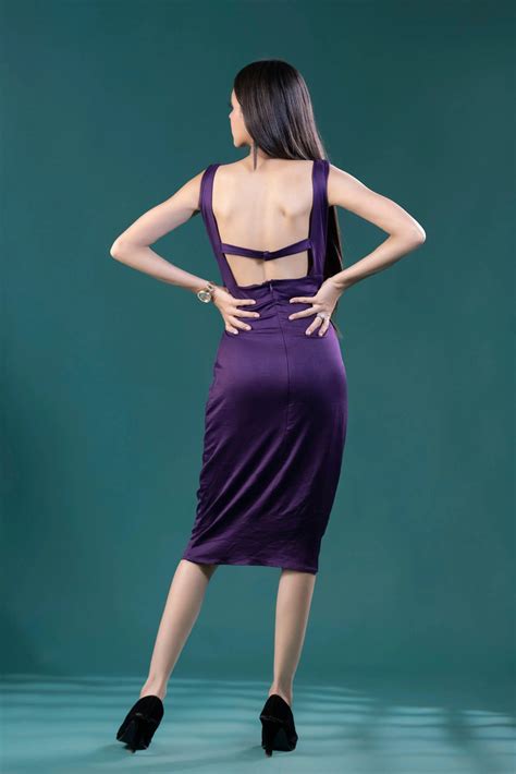 Captivating Lycra Dark Purple Bodycon Dress, Sleek & Stylish Straight ...