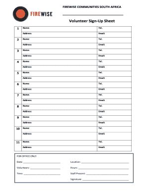 18 Printable volunteer sign up sheet Forms and Templates - Fillable ...