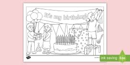 Birthday Blowing Candles Colouring Pages | Twinkl