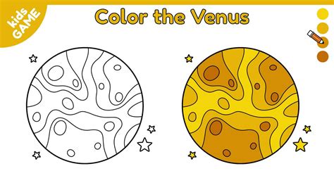 Page of coloring book for kids. Color cartoon the Venus in space ...