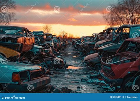 Auto Scrap Junkyard. Recycling of Wrecked Automobile Used Car Parts ...