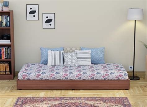 FURNIFLIX Woonden Floor Bed Cot Palang Without Storage for Living Room ...