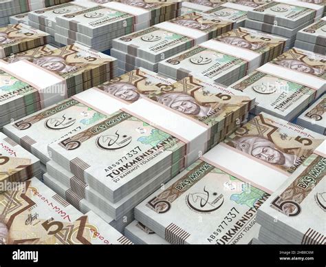 Money of Turkmenistan. Manat bills. TMT banknotes. 5 Turkmen. Business, finance, news background ...