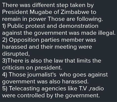 What step were taken by Robert Mugabe in Zimbabwe to remain in power ...