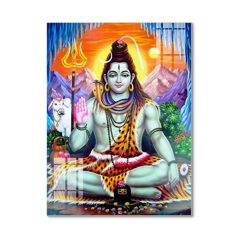 Stunning Glass Wall Paintings of Lord Shiva and His Divine Nandi for H ...