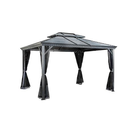 Sojag 10-ft x 12-ft Ventura Rectangle Grey Metal Steel Roof Gazebo with ...