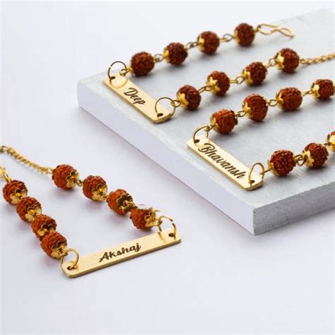 Personalized Rudraksha Beads Name Rakhi – Bhetwale