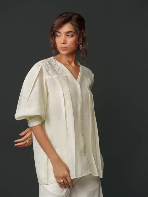 Macy - Linen Shirt With Geometric Rose – The Kina