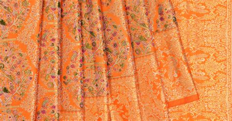 Kanchipuram Silk Brocade Orange Saree | Kankatala
