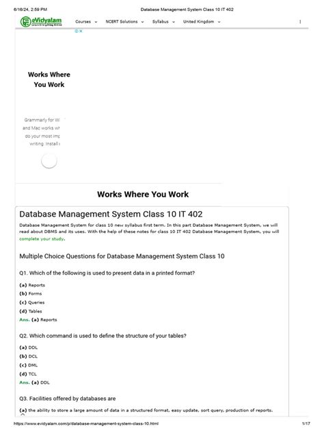 Database Management System Class 10 It 402 Notes 的图像结果