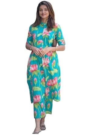 Buy ANNI DESIGNER Women's Rayon Viscose Straight Printed Kurta with ...