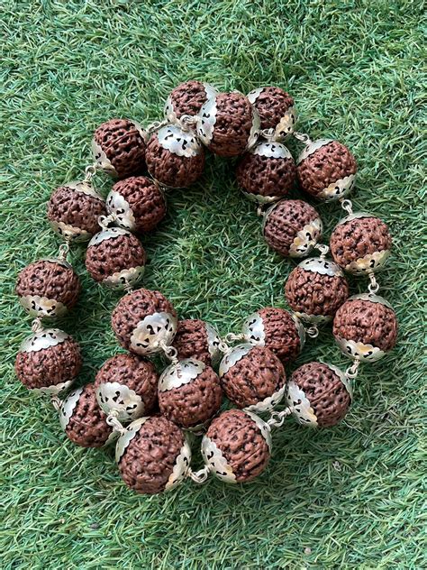 ShivaRatna Rudraksha Kantha Mala with German Silver Capping (26+1 indo
