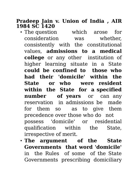 Consti laws - Pradeep Jain v. Union of India , AIR 1984 SC 1420 The ...