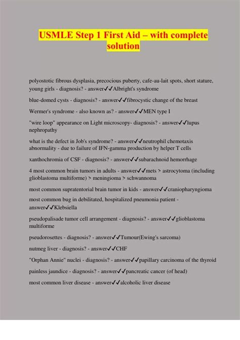 USMLE Step 1 First Aid – with complete solution - USMLE - Stuvia US