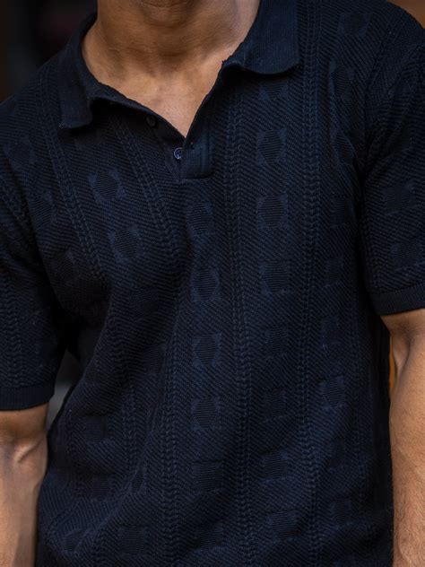 Emerald Knit Black Half Sleeve Polo T-Shirt – ManiacLife.com