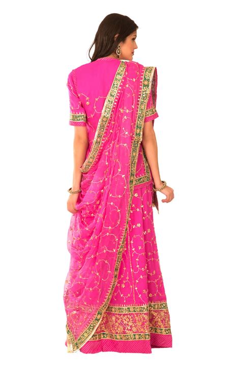 Buy Ranas Pink Georgette Gota Patti Sequins Salma Work Rajputi Poshak ...