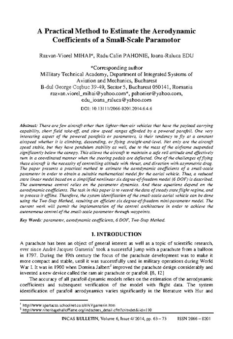 A Practical Method for Estimating Aerodynamic Coefficients of ...