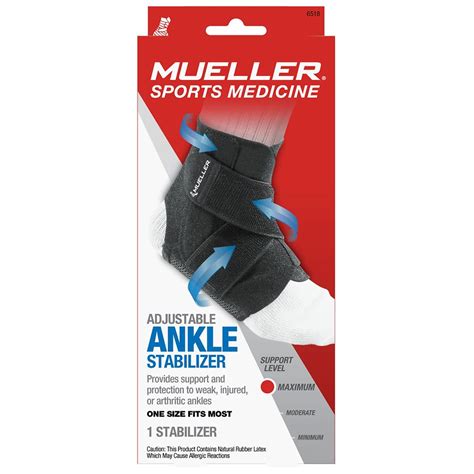 Mueller Adjustable Ankle Stabilizer, Unisex One Size Fits Most Black ...