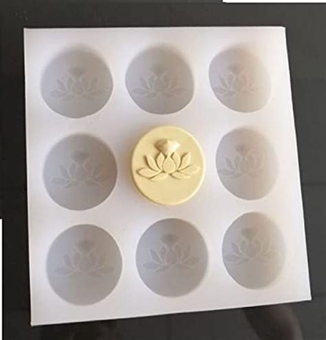 First Try Havy Duty 9 Cavity Round Lotus Pattern Silicone Caramel Candy ...