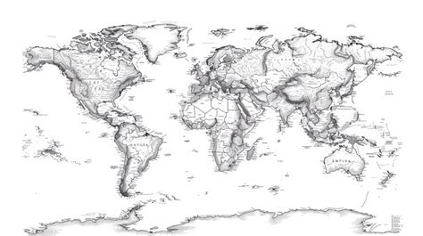 Detailed World Map in Black and White | Premium AI-generated image