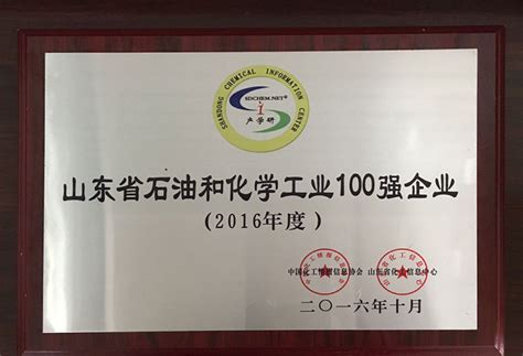 山东省石油和化学工业100强企业 - 资质荣誉 - 山东潍焦集团有限公司