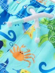 Boys Sea Life Print Swim Trunks - Splish-Splash - BLUE | Gymboree