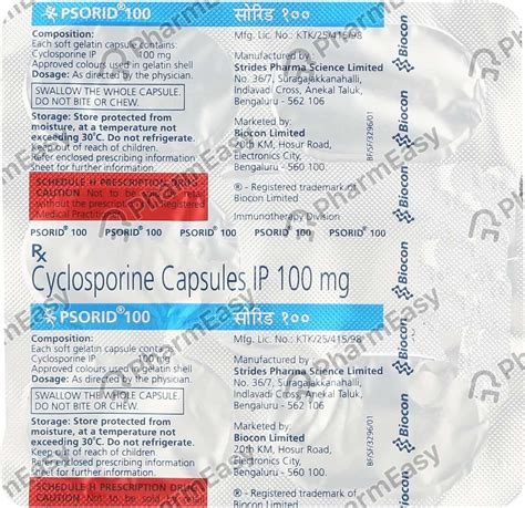 Psorid 100 MG Capsule (5): Uses, Side Effects, Price & Dosage | PharmEasy