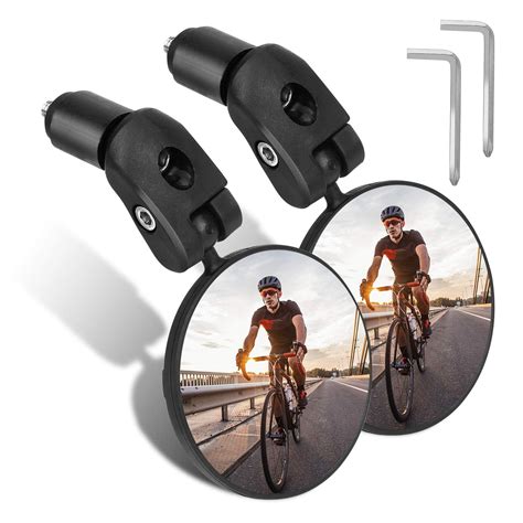 Bar End Bike Mirrors, HD Wide Angle Bicycle Rear View Mirrors, 360 ...