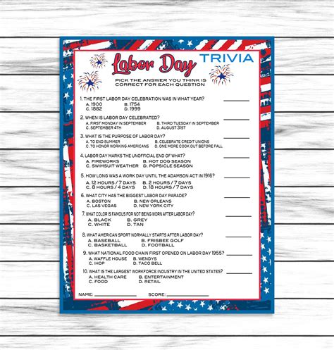 Labor Day Trivia Questions And Answers Printable - Printable New Year ...