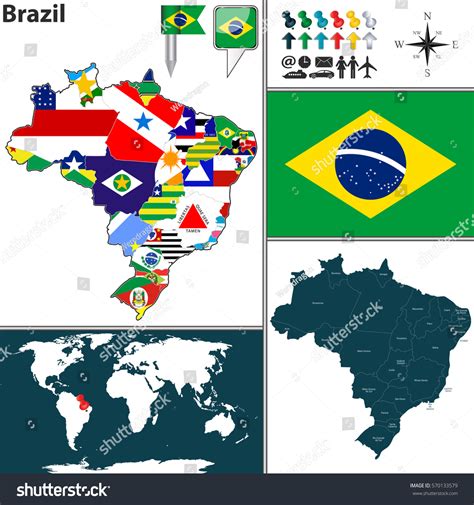 Vector Map Brazil Provinces Flags Stock Vector (Royalty Free) 570133579 | Shutterstock