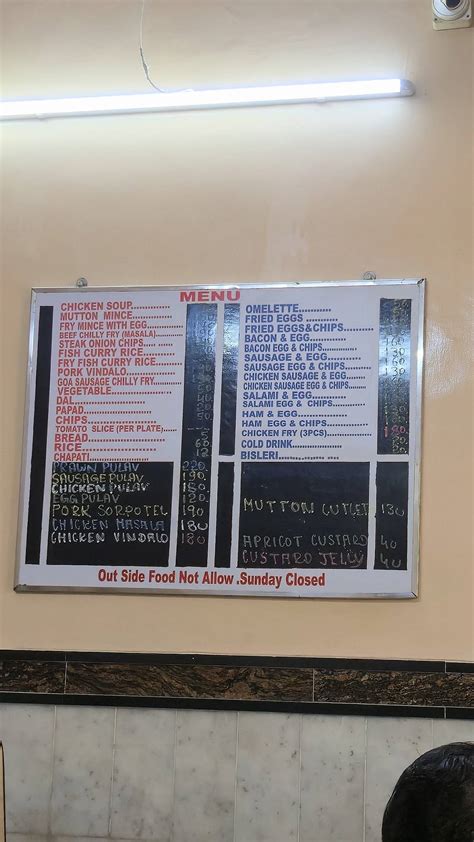 Menu at New Martin Hotel, Mumbai
