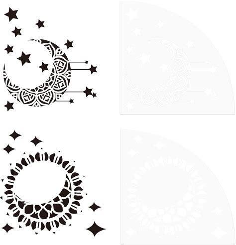 2Pcs Sun and Moon Stencil Reusable Art Templates Acrylic Stencil ...