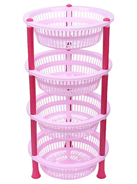 Heart Home Plastic 4-Tier Multi-Purpose Round Storage Basket ...