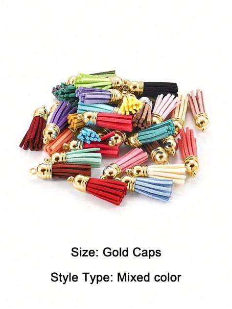 20Pcs Leather Tassel Charms Gold Silver Cap Earring Fringe Keychain ...