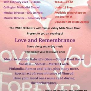 Concert in aid of Dementia UK, Callington Methodist Church, February 10 ...
